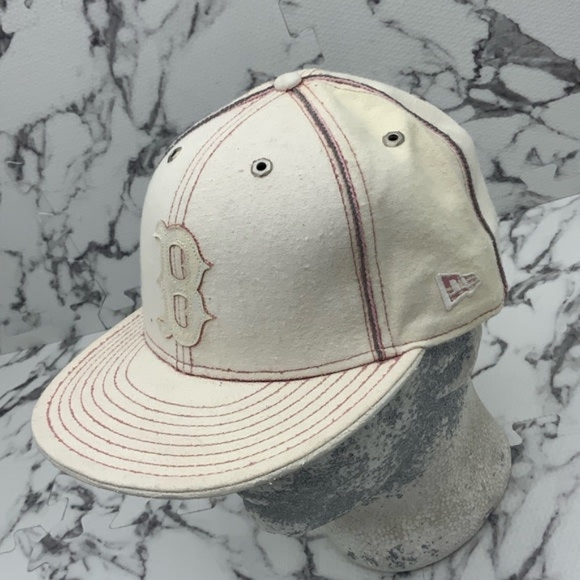 Men's New Era Cap Vintage Off White | Pink Boston Red Sox 59FIFTY MLB Hats NWT - Picture 6 of 7
